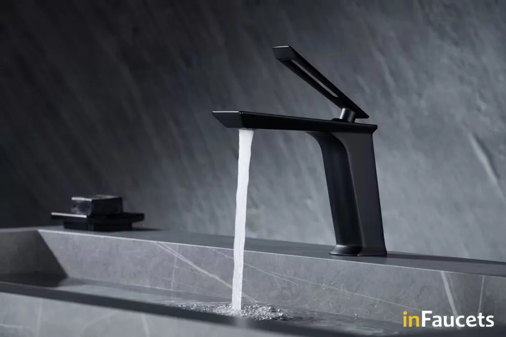 black matte square bathroom faucet-basin-faucets