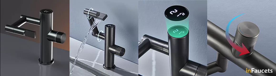 Smart Digital Bathroom Faucet-modern steel finish makes