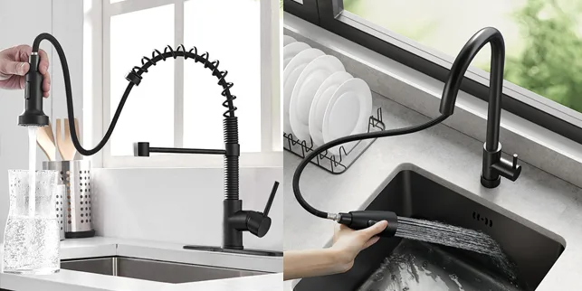 black pull down faucet