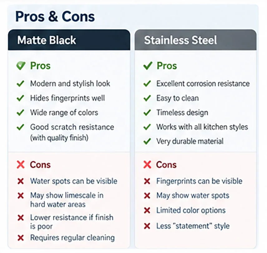 Matte Black vs Stainless Steel Faucets